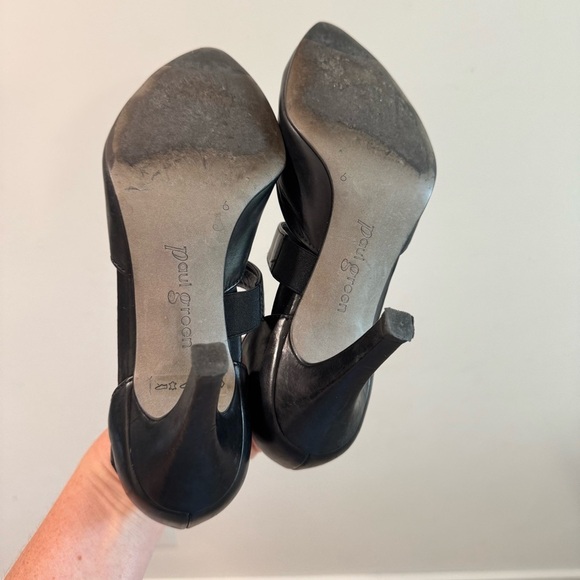 Paul Green Desire Black Leather Pumps Asymmetric Pointed Toes Size UK6 US8 - Picture 4 of 7